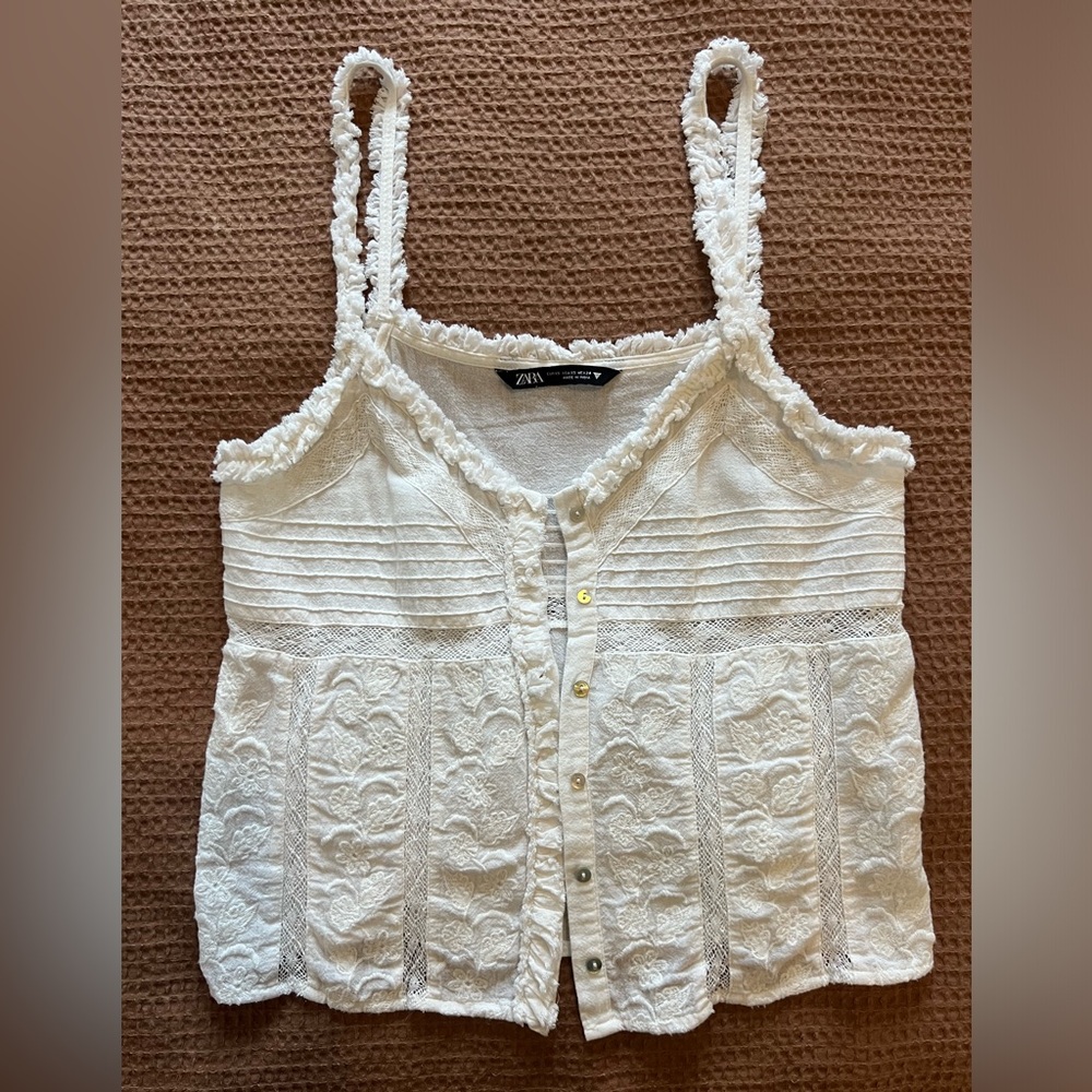 Zara button up tank top